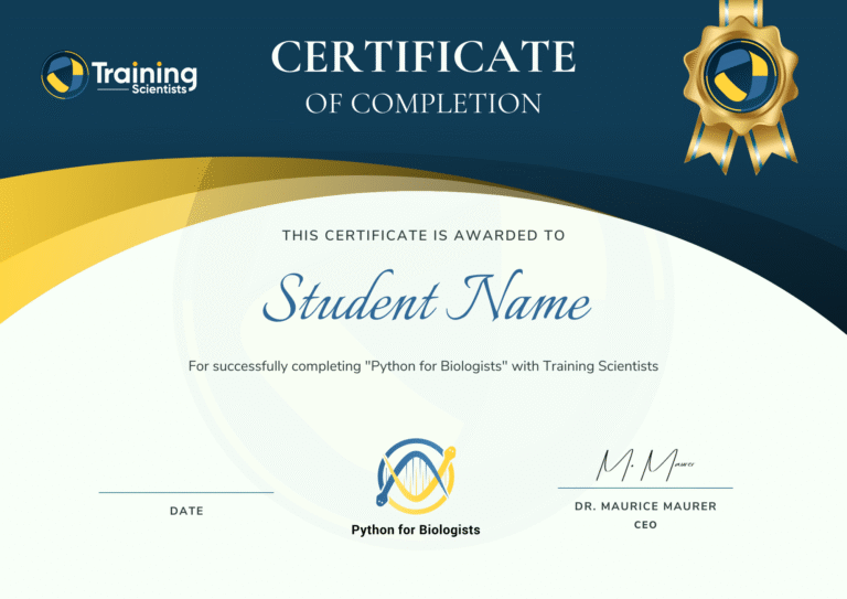 Maurice Python for Biologists Certificate